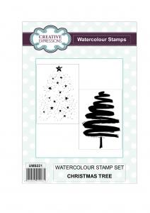 Creative Expressions Christmas Tree Watercolour  2 Pre Cut stamps