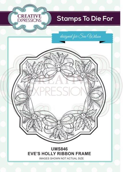 Creative Expressions Eve's Holly Ribbon Frame Pre Cut stamp co-ords With CED3151