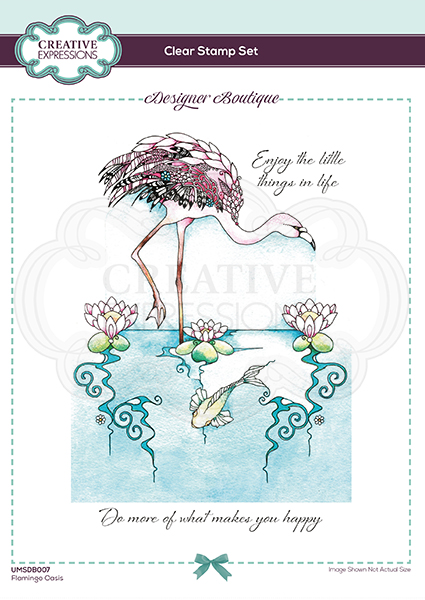 Creative Expressions Designer Boutique Collection Flamingo Oasis 6 in x 8 in Clear Stamp