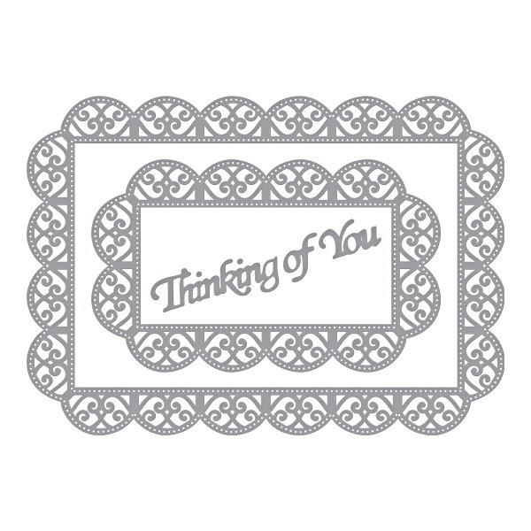 Spellbinders Die Thinking of You Scalloped Rectangle