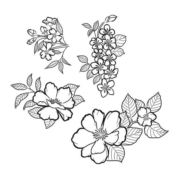 Spellbinders Cling Rubber Stamps Peonies Blossoms