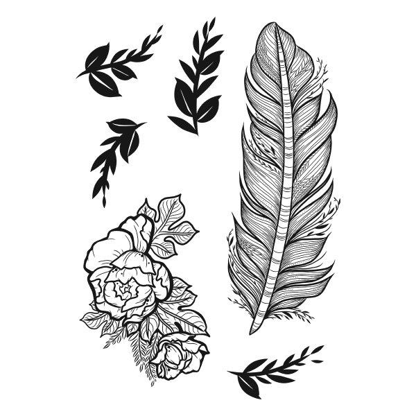 Spellbinders Cling Rubber Stamps Botanical Feather
