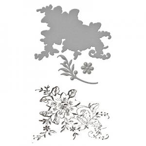Spellbinders Embroidered Flowers Stamp & Die Template Set