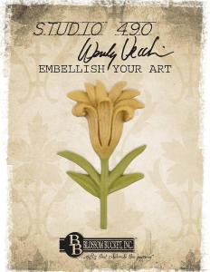 51433 Yellow Flower with Stem - Embellish Your Art range