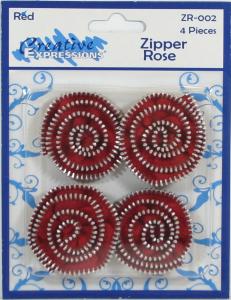 Zipper Roses Red Pk 4