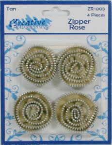 Zipper Roses Tan Pk 4