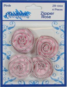 Zipper Roses Pink Pk 4
